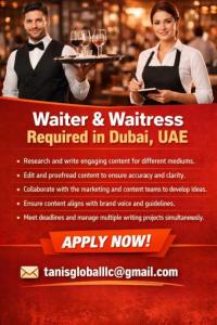 Waiter & Waitress Required in Dubai