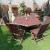 Outdoor dining table solid wood with 6 foldable chairs