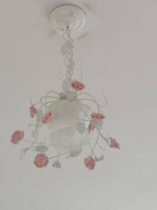 Floral pink and white 2 ceiling lamps for sale -